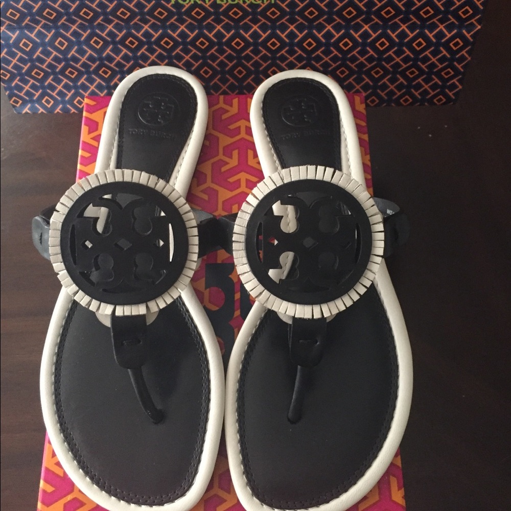 Tory Burch Miller Fringe sandals size 8 NIB